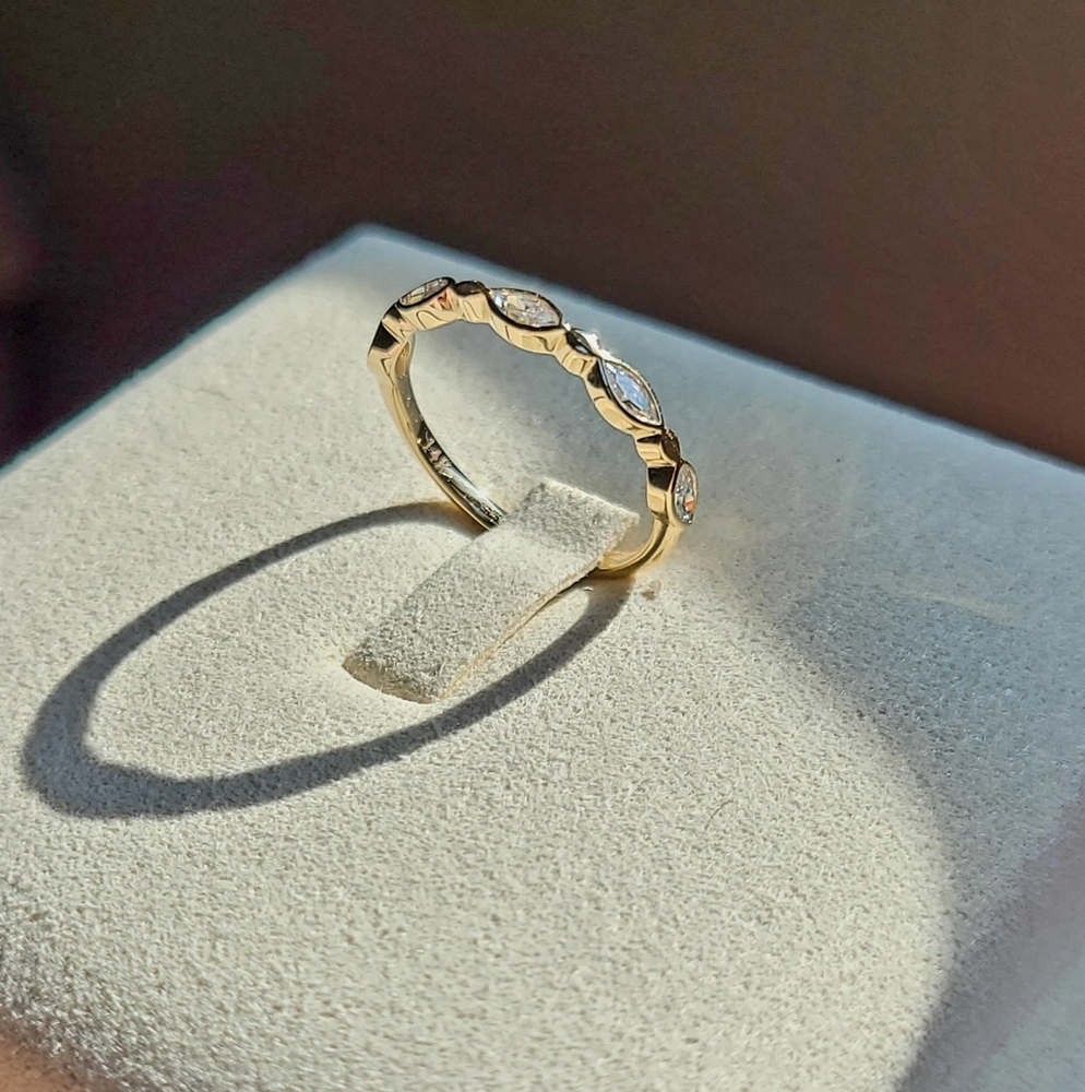 Solid 14k gold marquise moissanite half band